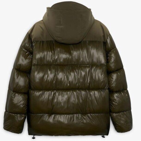 Zara Men's Khaki Contrast Puffer Jacket Size S - Picture 5 of 14